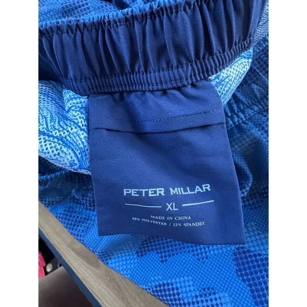 Peter Millar Seaside Wash Blue Digital Camo Swim Trunks Shorts Men's Size XL